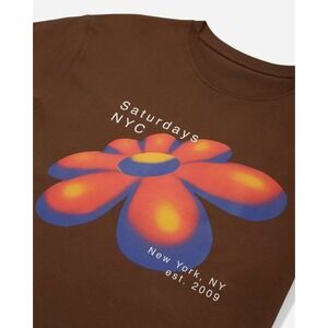 Saturdays NYC Brown 3D Daisy Flower Print T-Shirt Size Medium Men